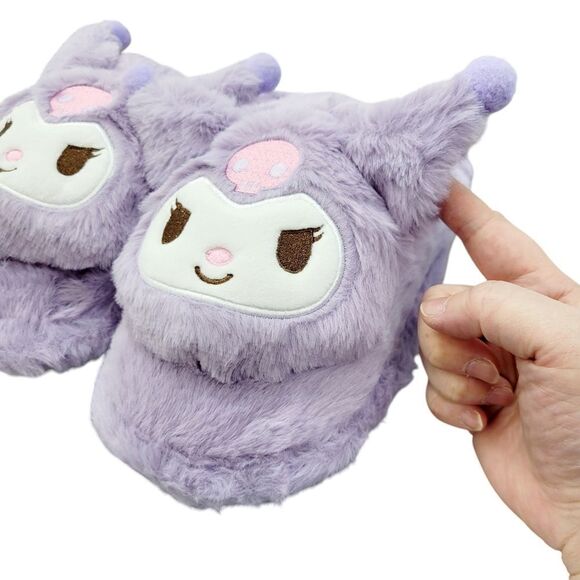 Brand New Sanrio Kuromi Purple Furry Slippers Size: 7US - Picture 2 of 9